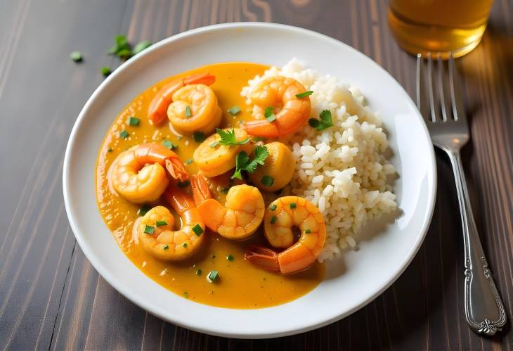 Shrimp Curry Delight Served with Rice